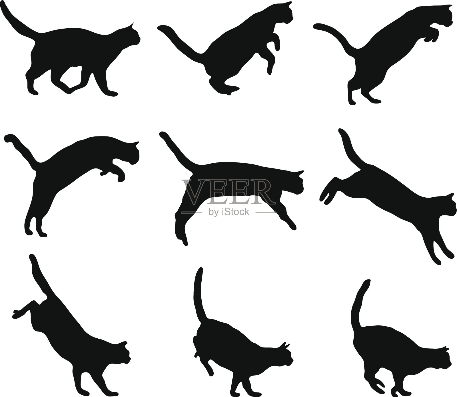 猫跳插画图片素材