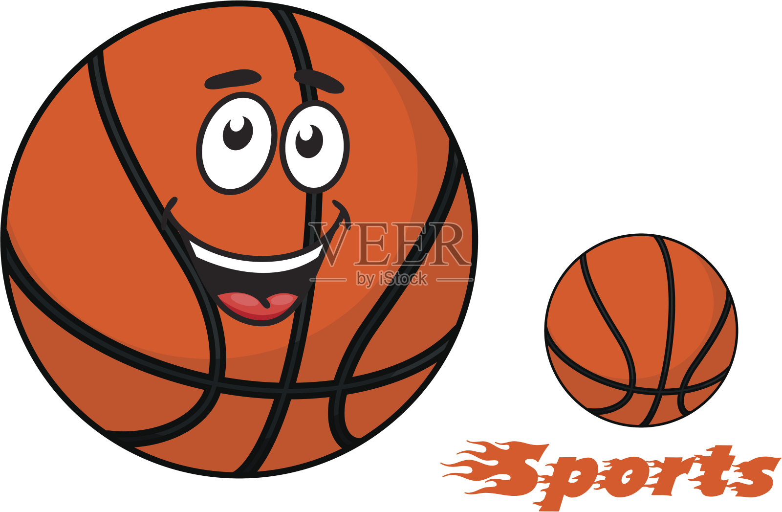 篮球与燃烧的体育文字插画图片素材