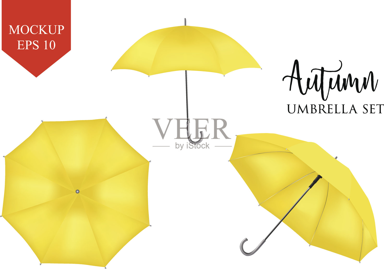 矢量现实遮阳伞，雨伞遮阳伞集。轮模型插画图片素材