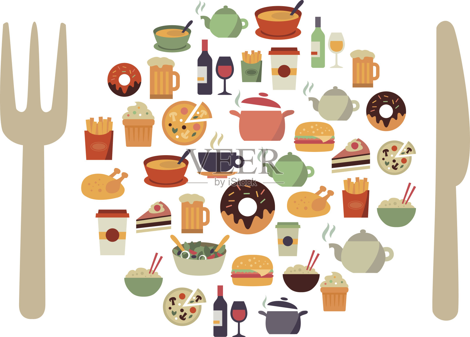许多食物图标的插图插画图片素材