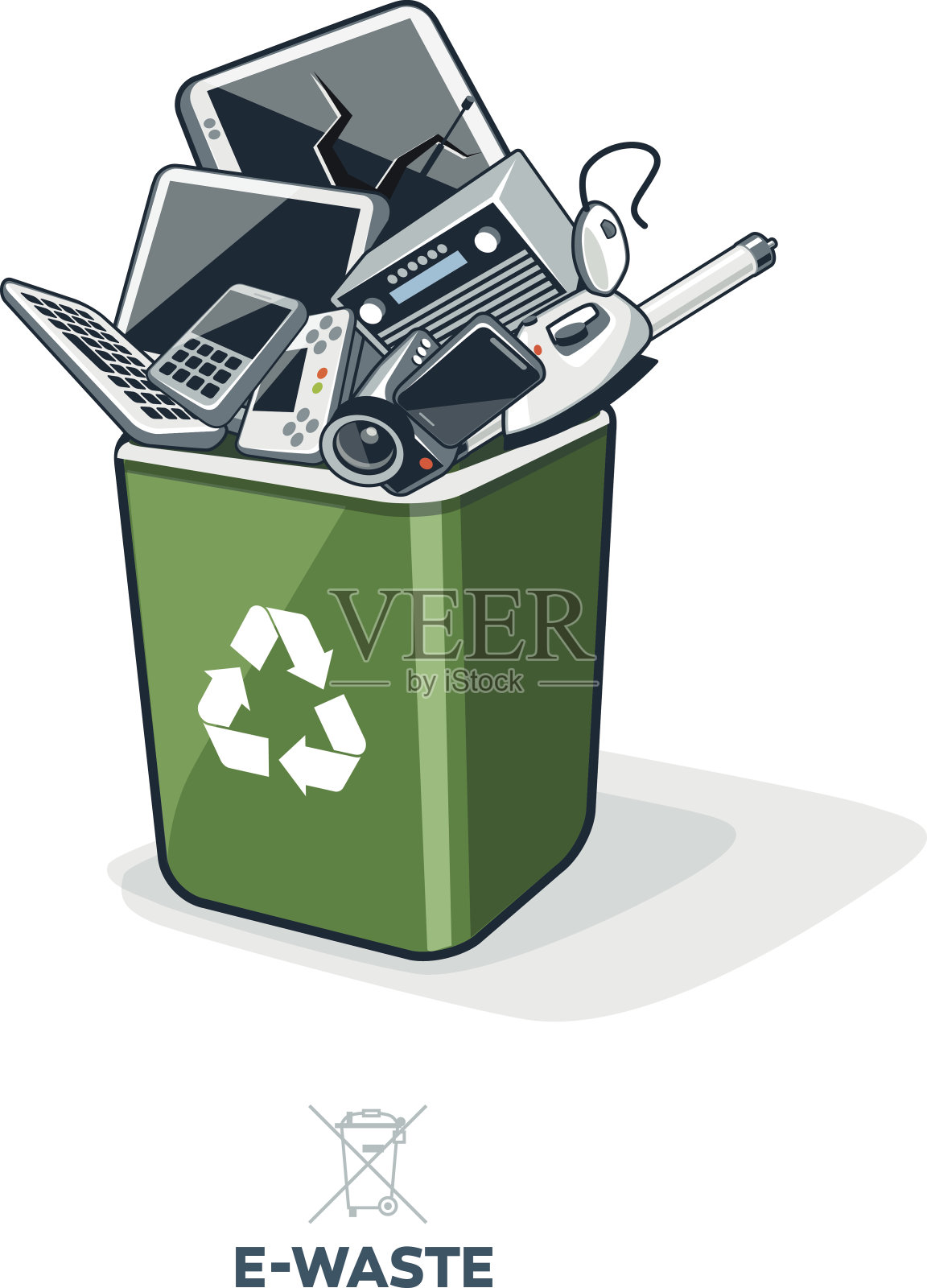 电子废物回收箱插画图片素材