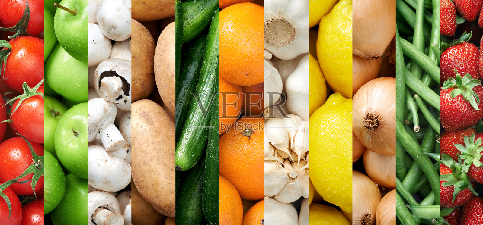 色彩缤纷的水果和蔬菜背景拼贴照片摄影图片