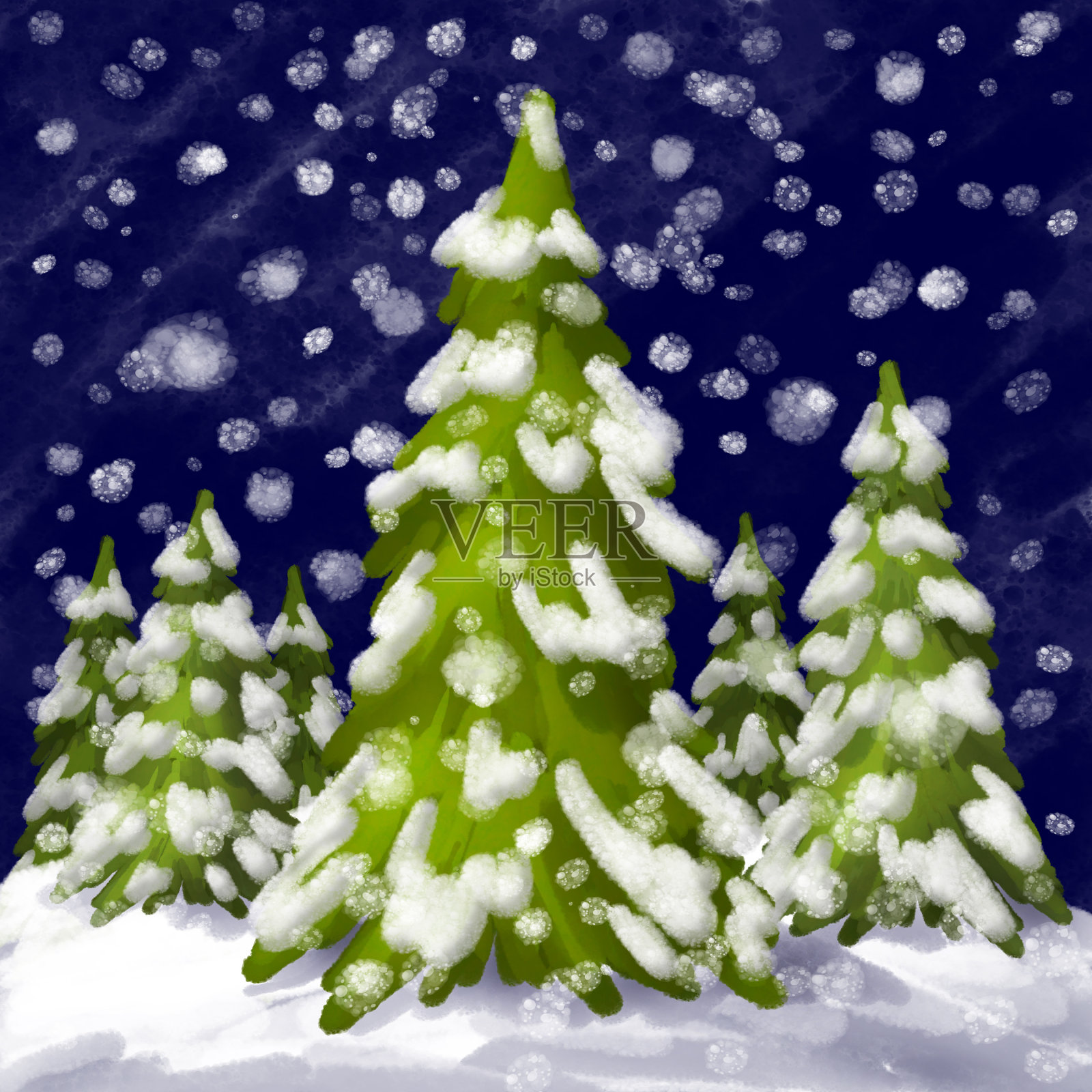 冬季森林插画图片素材