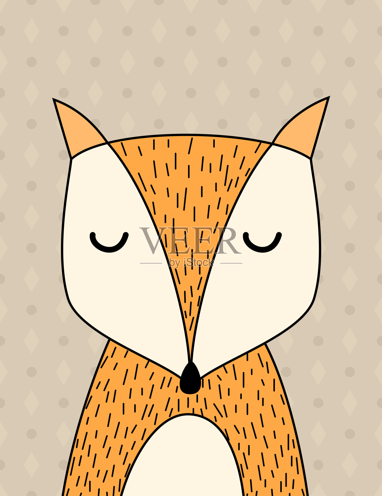 卡通狐狸卡设计插画图片素材