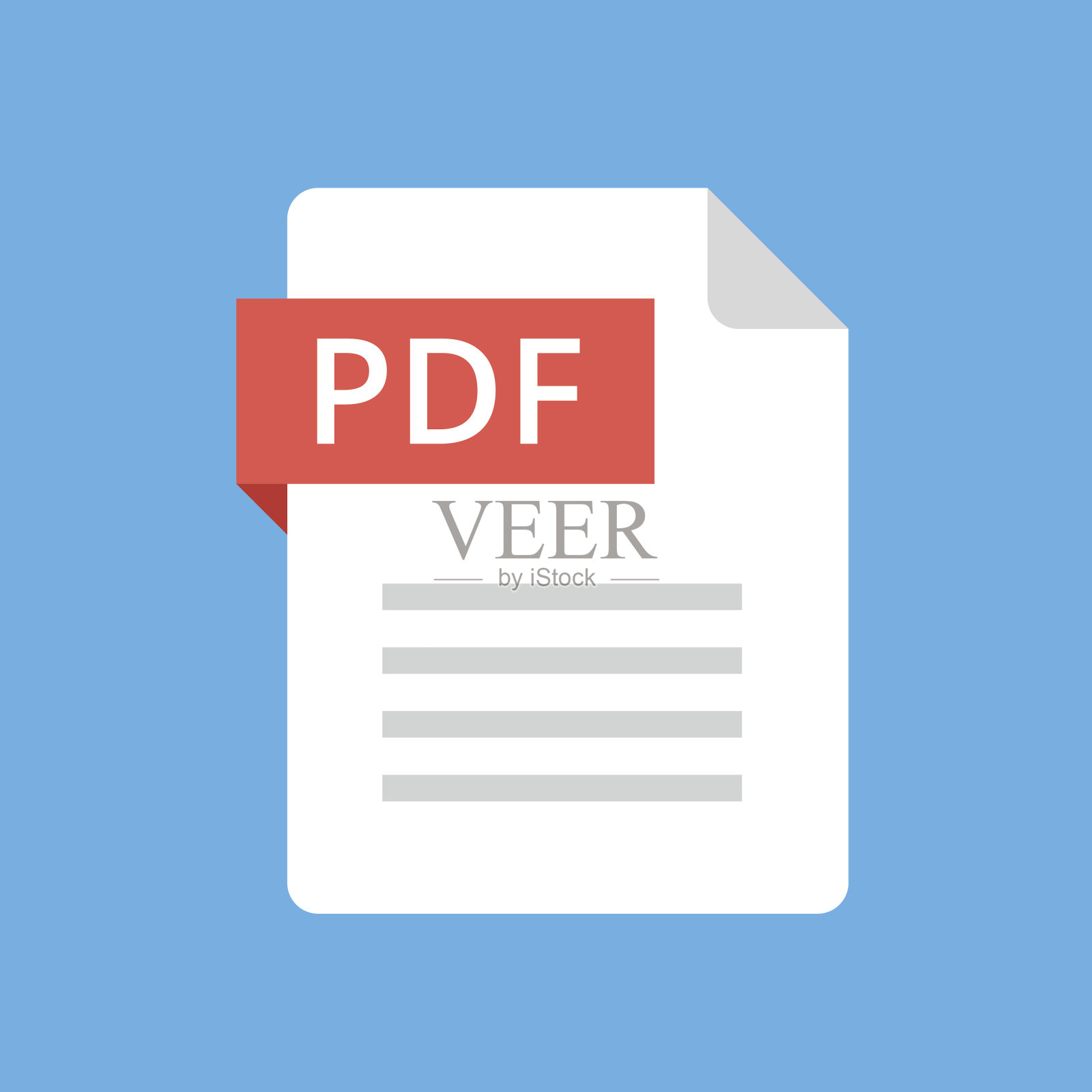 PDF文件图标。平面设计图形说明。向量PDF图标设计元素图片
