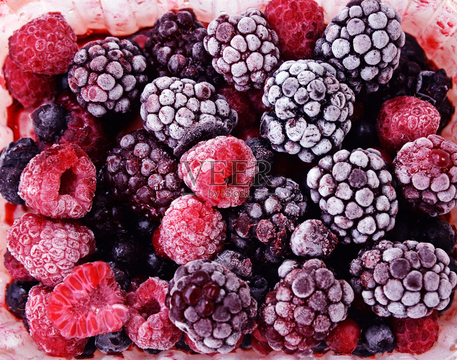 近距离冷冻混合水果-浆果照片摄影图片