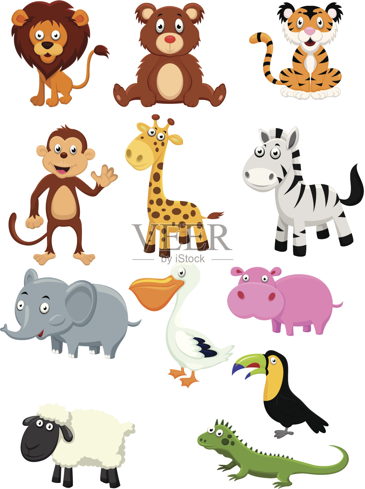 野生动物卡通插画图片素材