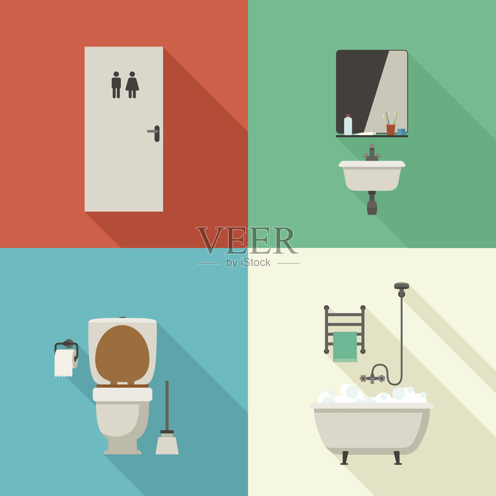 浴室的简单插图。插画图片素材