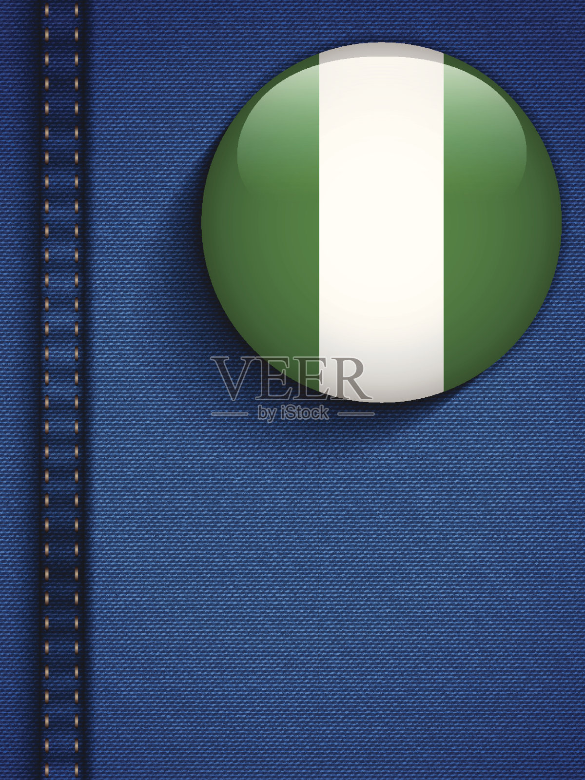 尼日利亚国旗纽扣在牛仔裤口袋插画图片素材