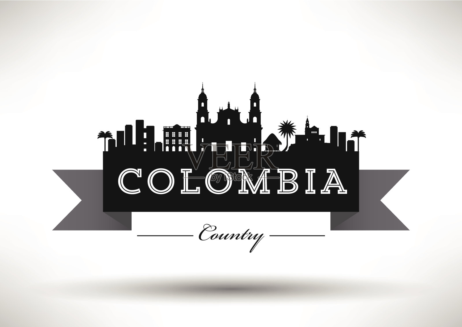 哥伦比亚城市天际线排版设计插画图片素材