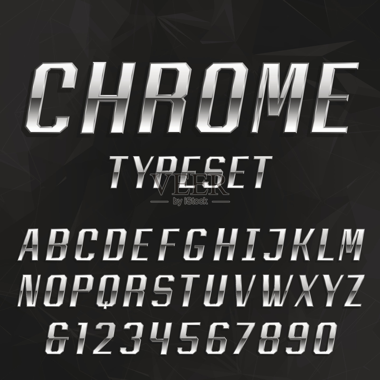 Chrome字母矢量字体。设计元素图片