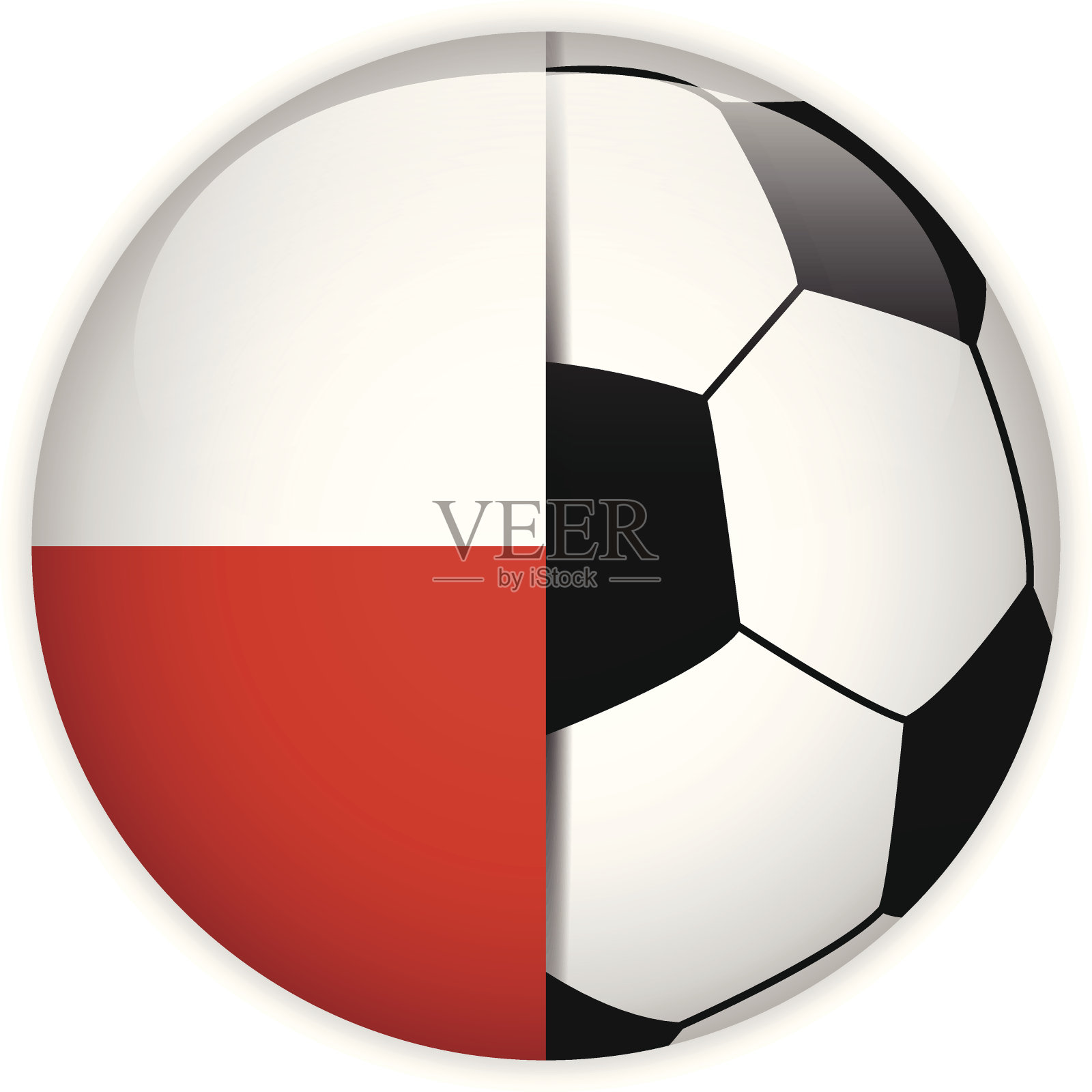 波兰国旗与足球背景插画图片素材