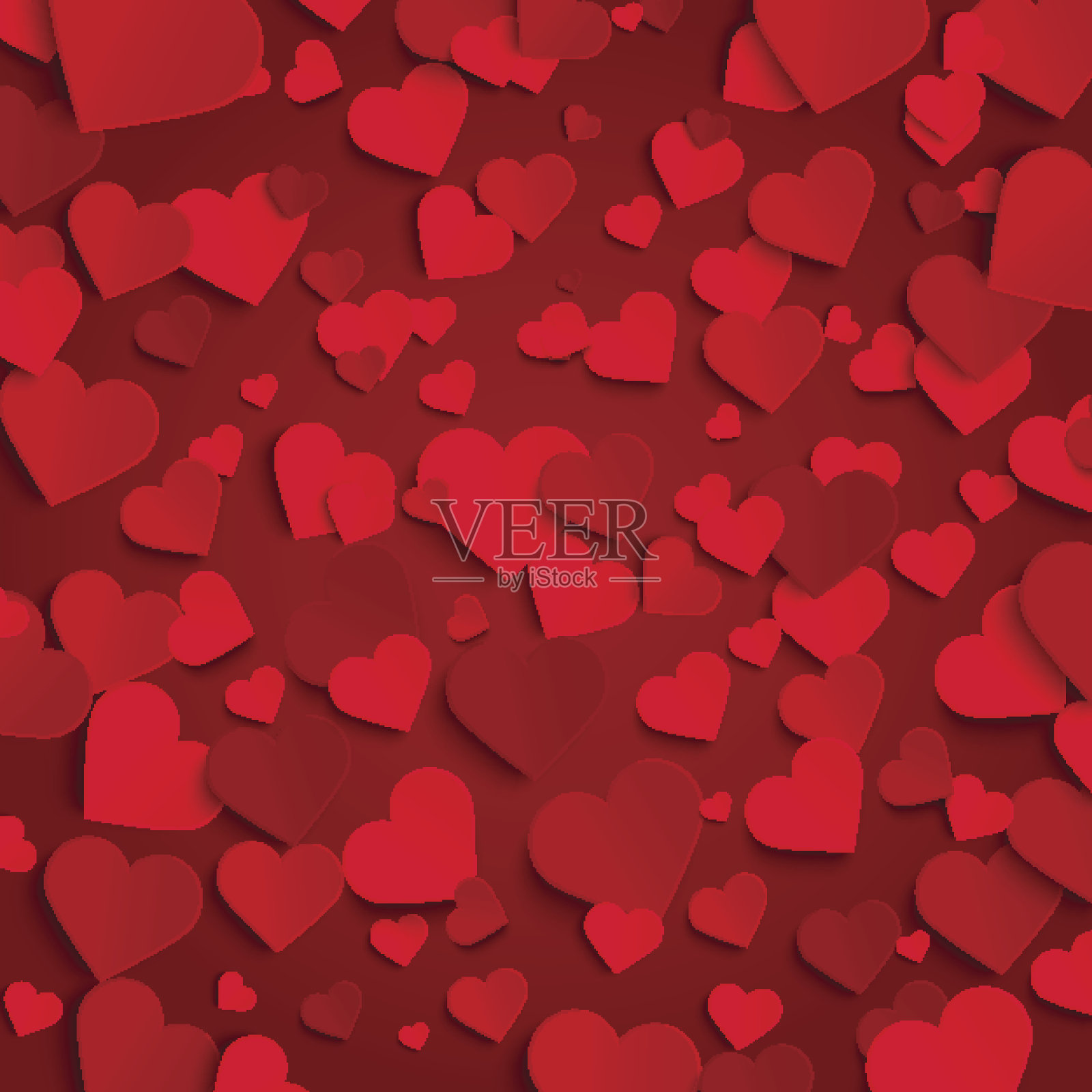 情人节矢量背景模板，红纸爱心插画图片素材