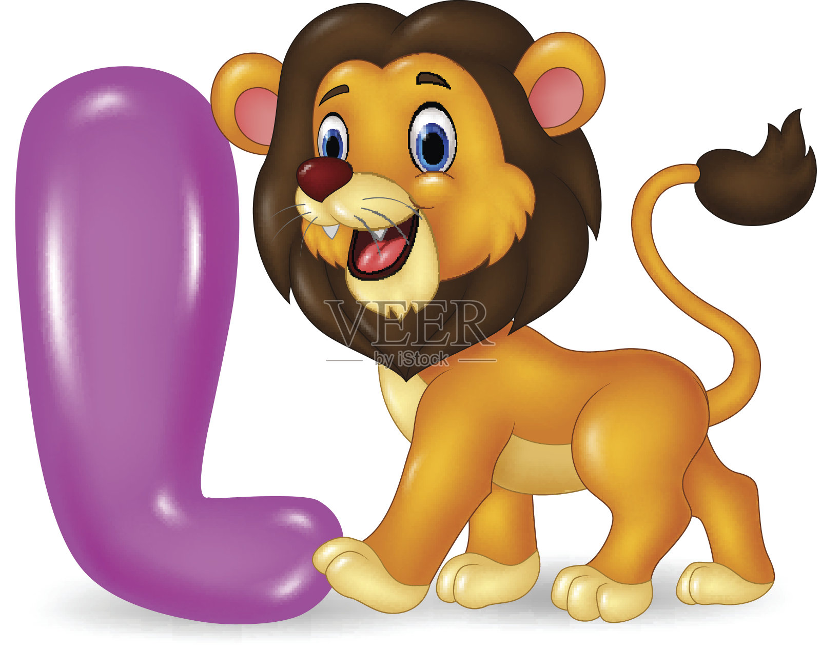 卡通插图的L字母为狮子插画图片素材