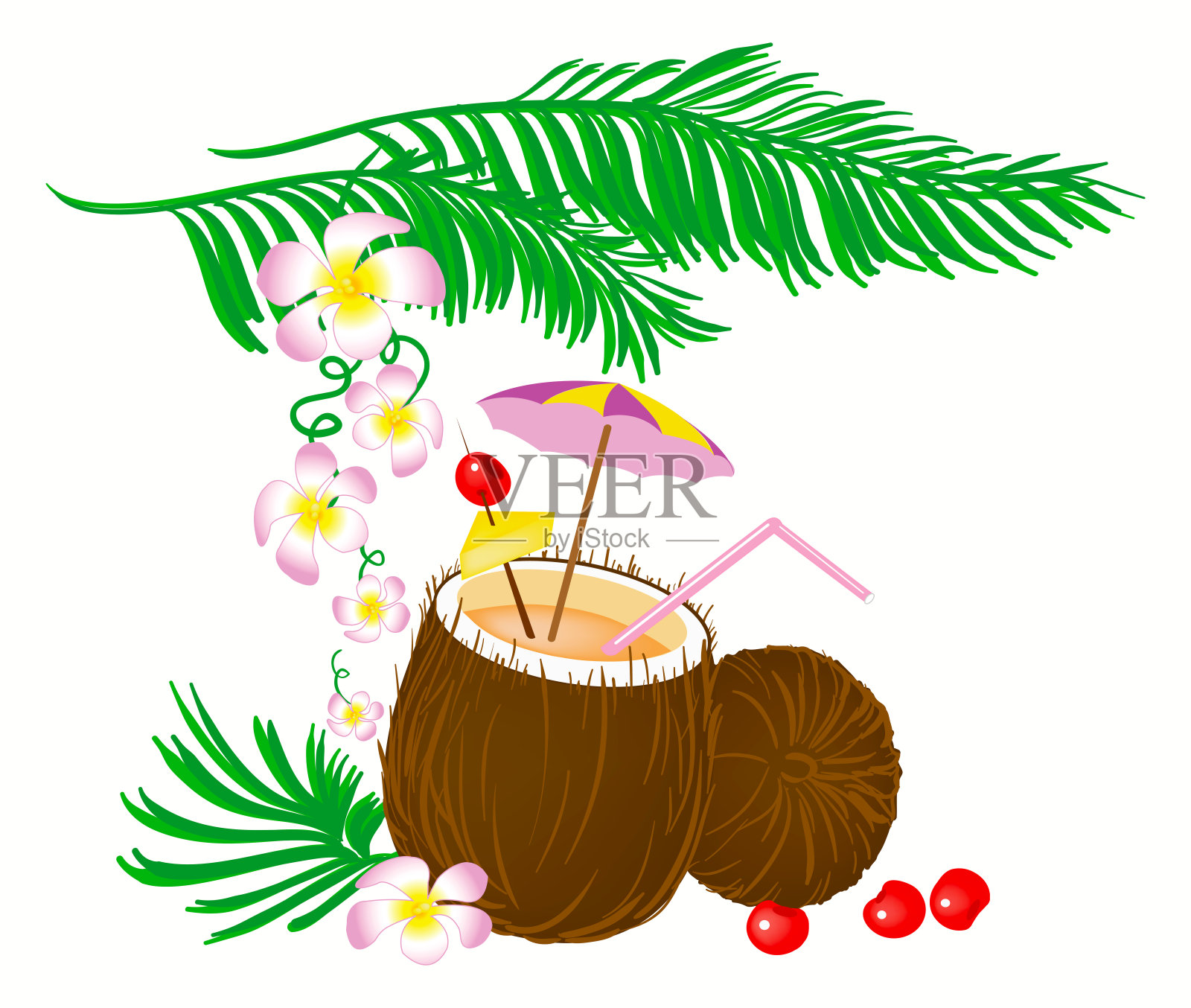 椰子鸡尾酒设计元素图片