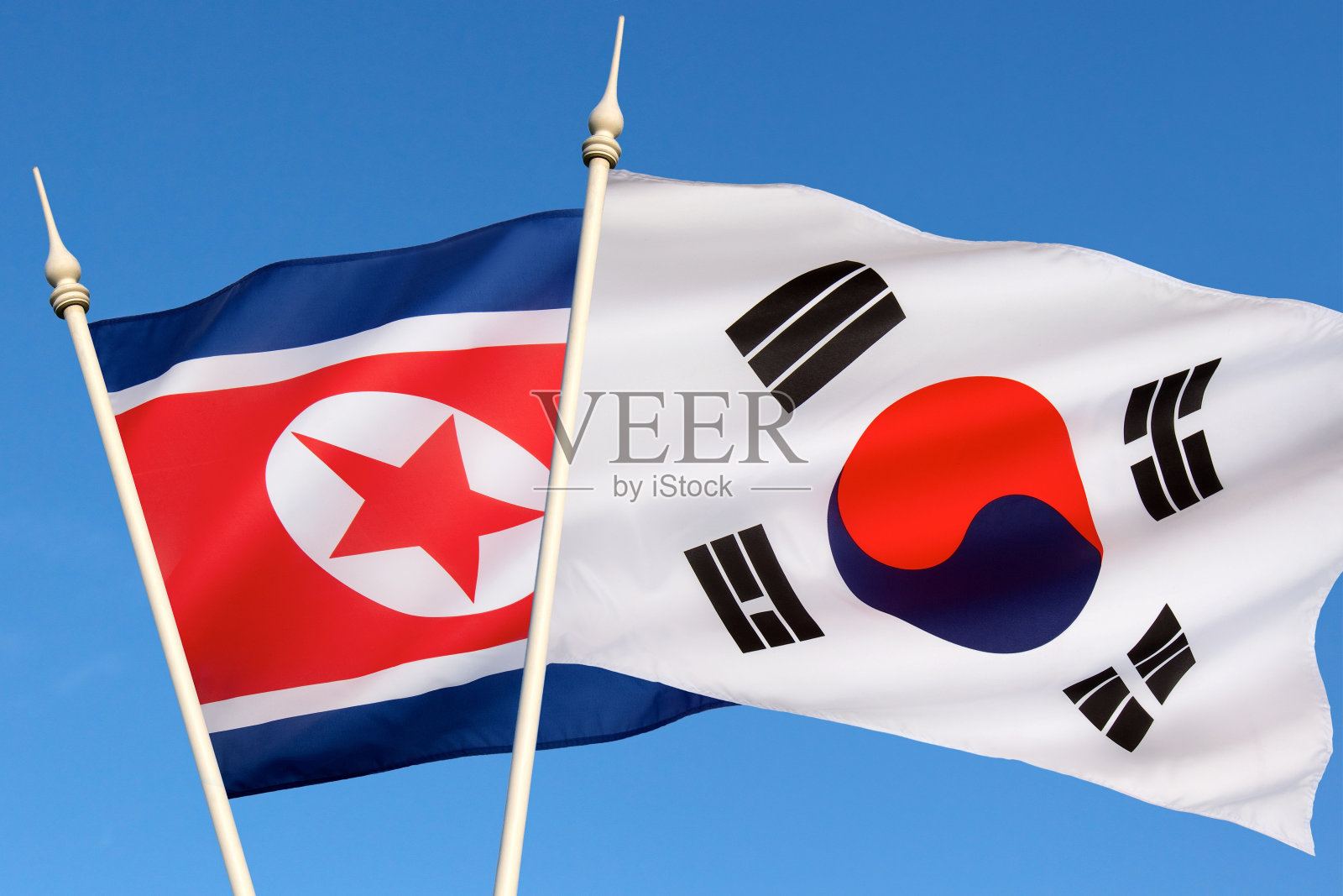 朝鲜和韩国的国旗照片摄影图片