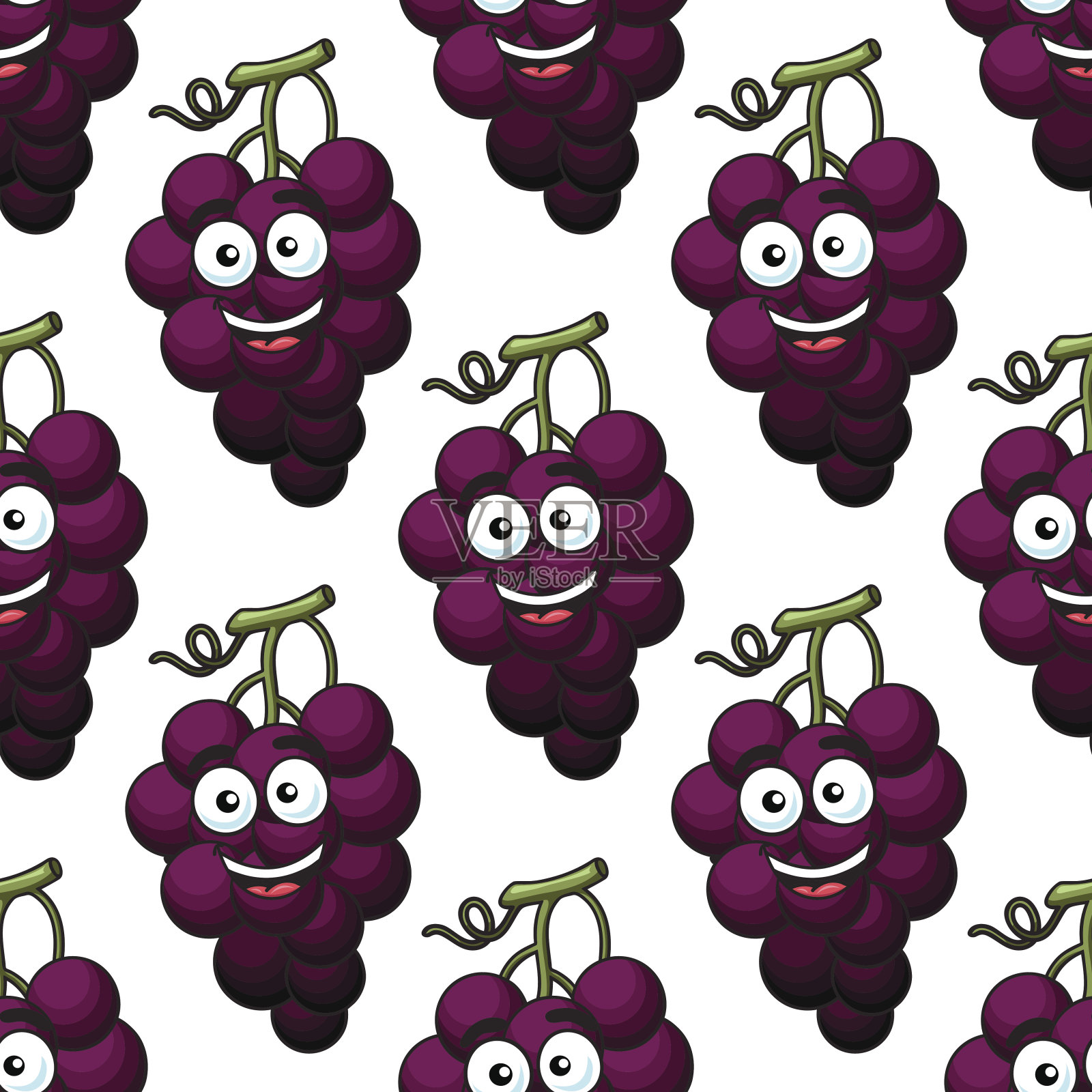 一串紫葡萄无缝图案设计元素图片