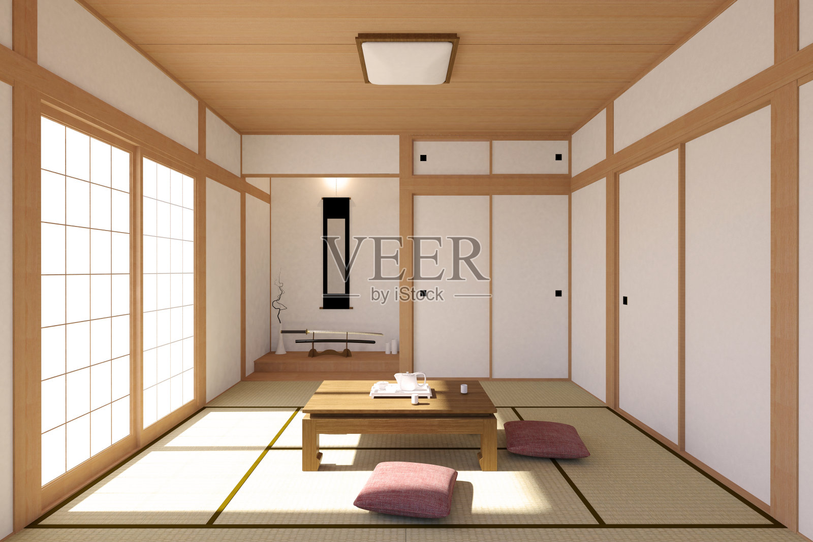 日本客厅的室内设计传统而简约照片摄影图片