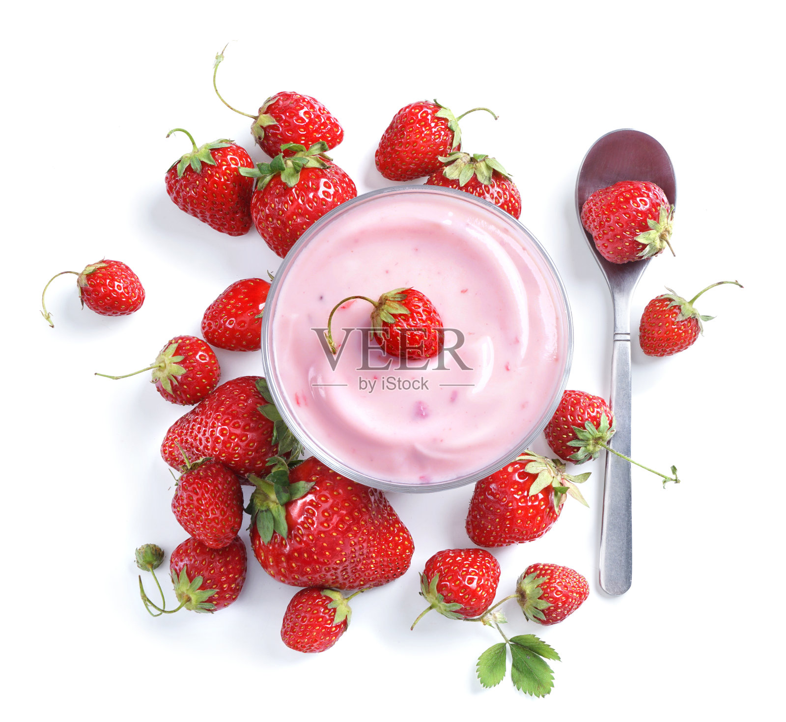 新鲜草莓酸奶照片摄影图片