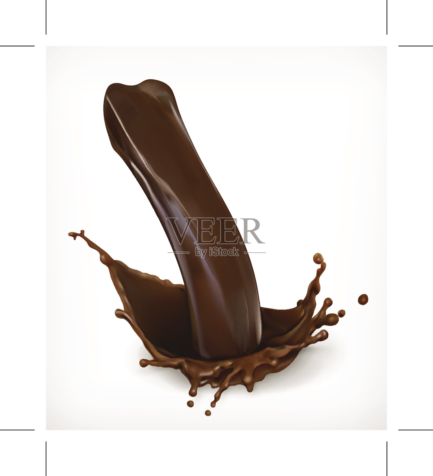 巧克力流，滴和喷溅矢量网格插图设计元素图片