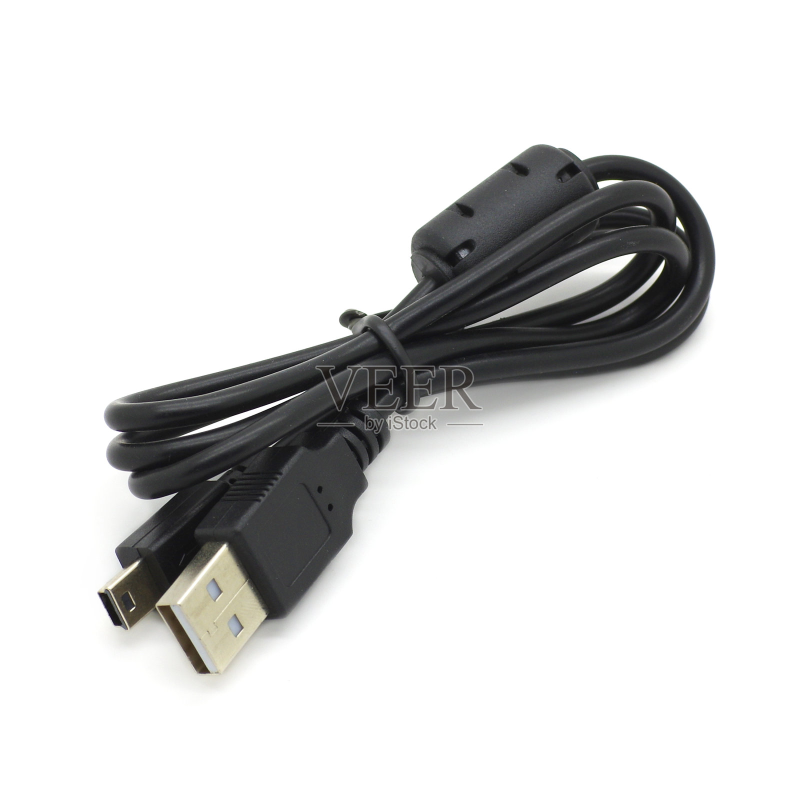 USB / Mini-USB电缆与铁氧体照片摄影图片