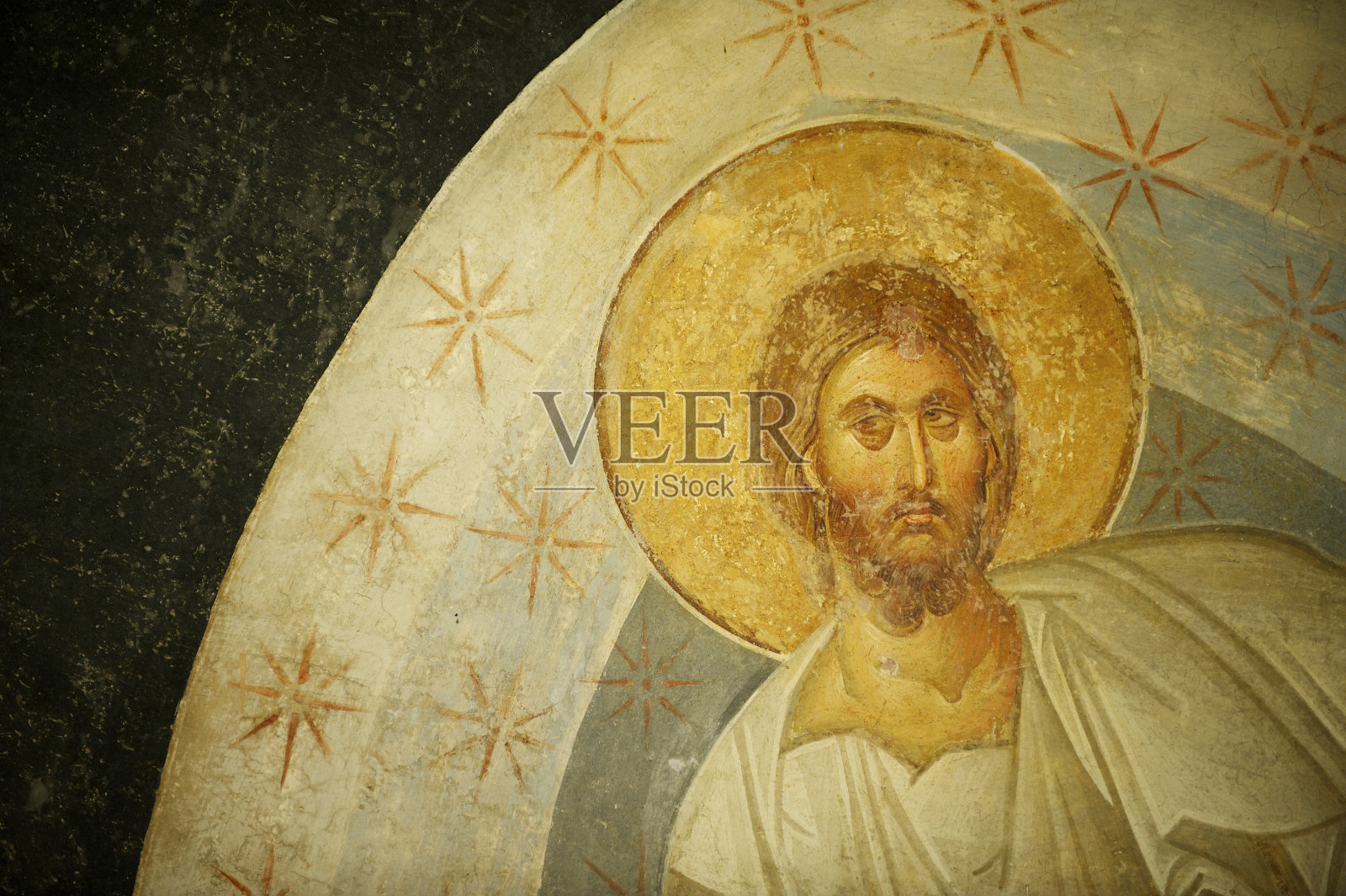 拜占庭壁画耶稣基督金叶画像照片摄影图片
