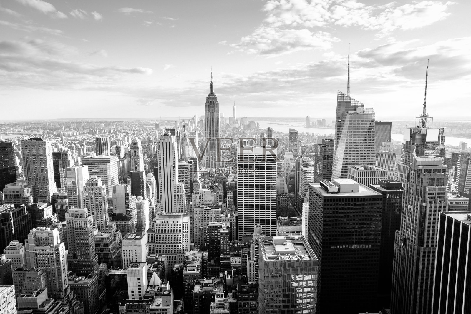 黑色和白色的纽约天际线照片摄影图片