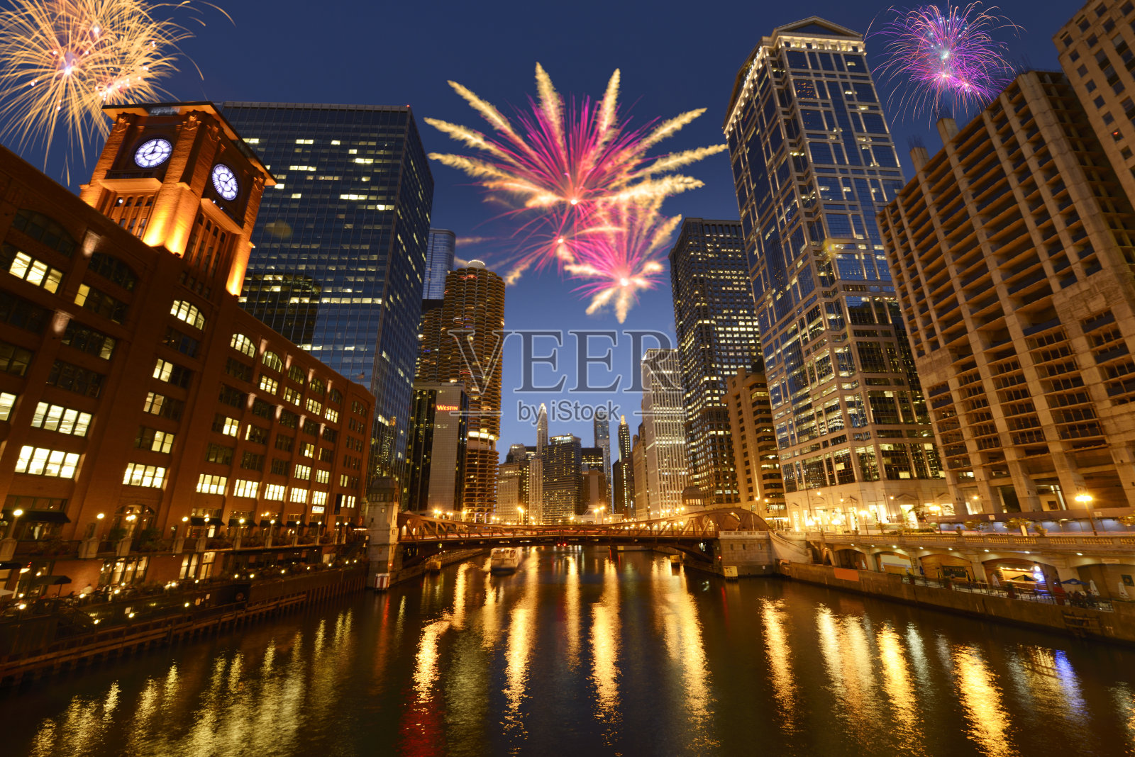 芝加哥的烟花照片摄影图片