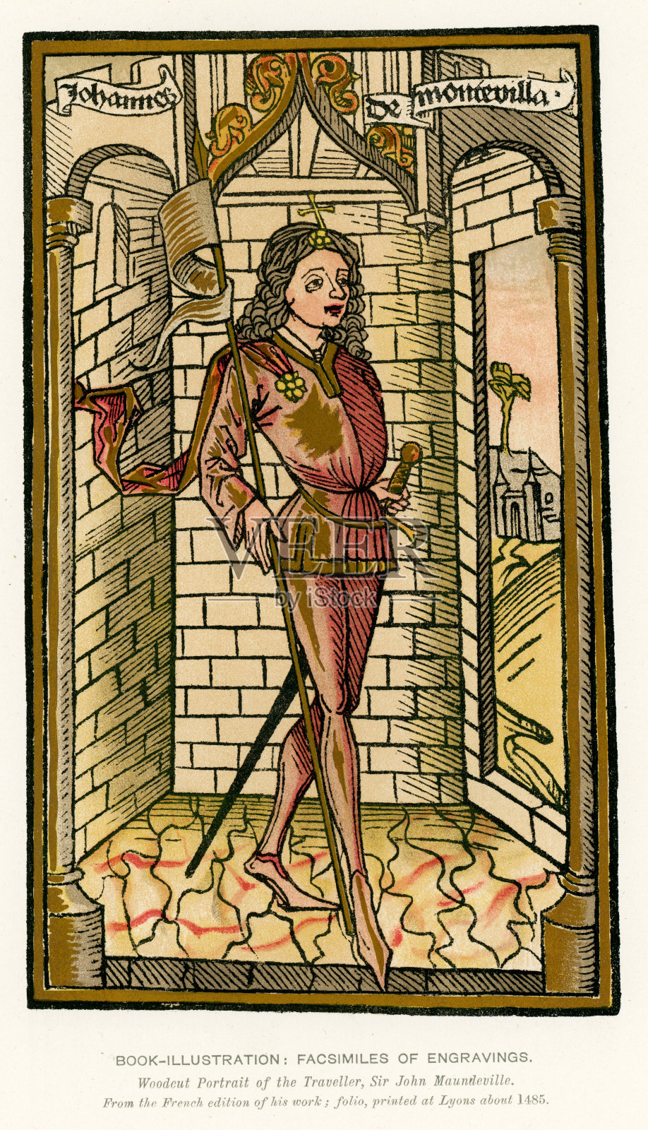 中世纪照明约翰·曼德维尔爵士插画图片素材