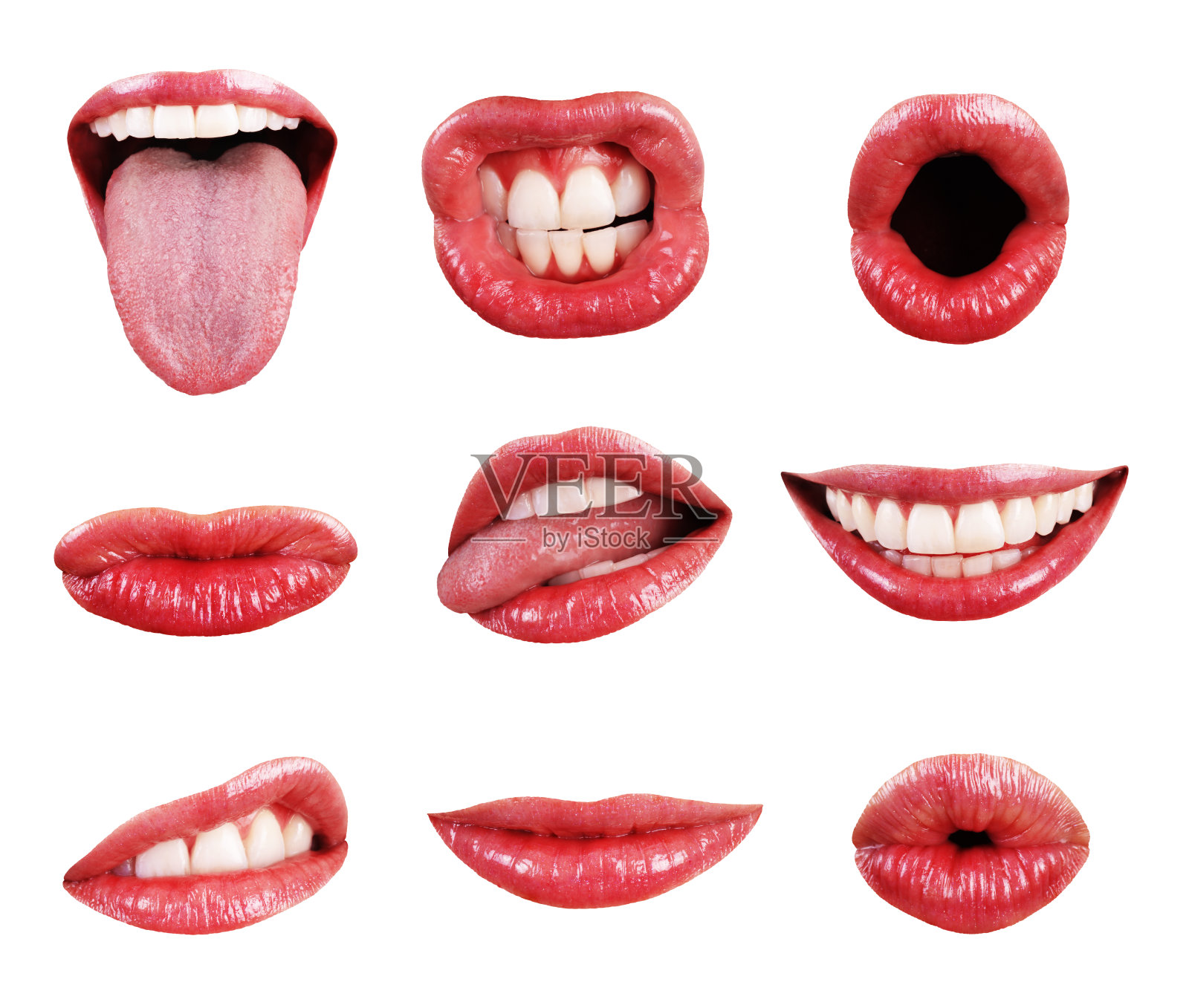 嘴，牙齿，嘴唇，和舌头页元素隔离收集分类照片摄影图片