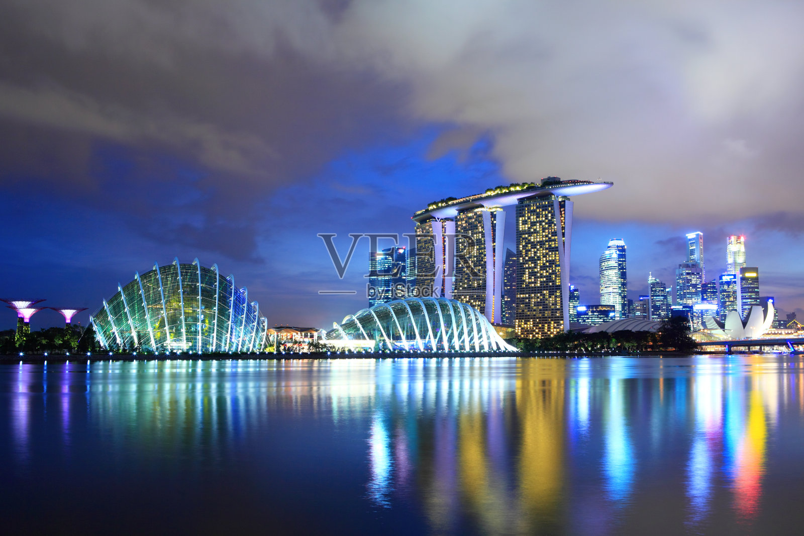 新加坡城市夜景照片摄影图片