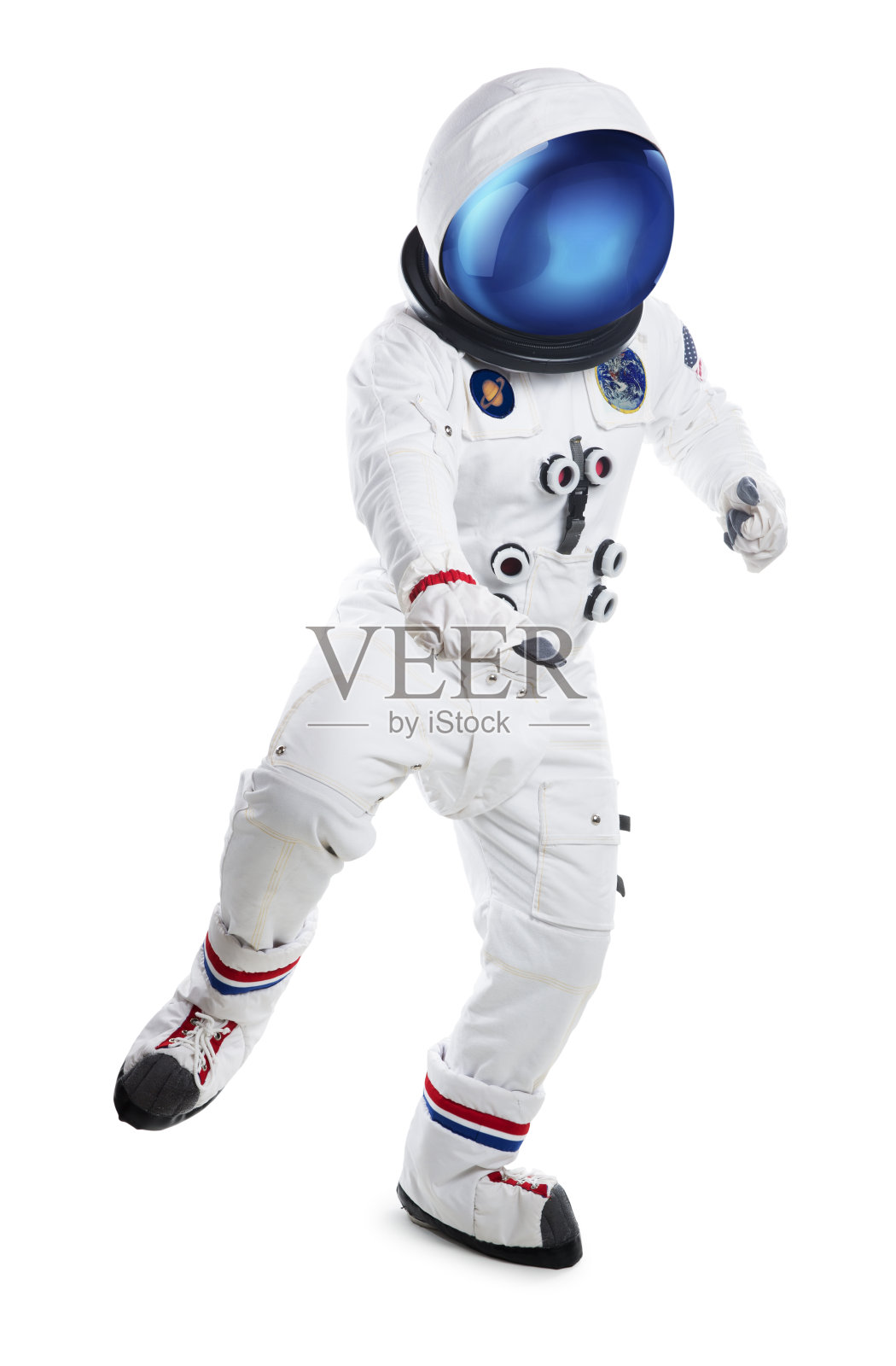 宇航员孤独地在白色上跳舞照片摄影图片