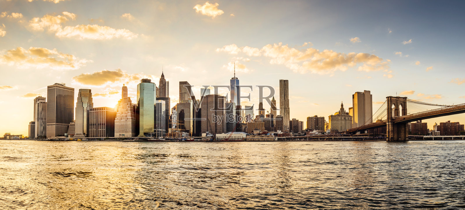日落时分的曼哈顿天际线照片摄影图片