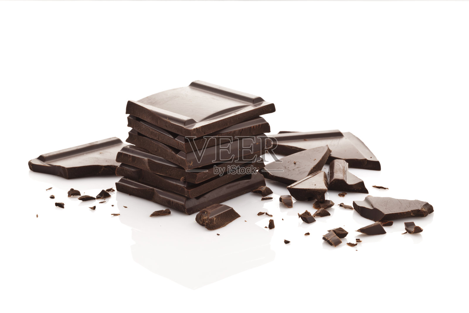 巧克力块孤立在白色背景顶部视图照片摄影图片