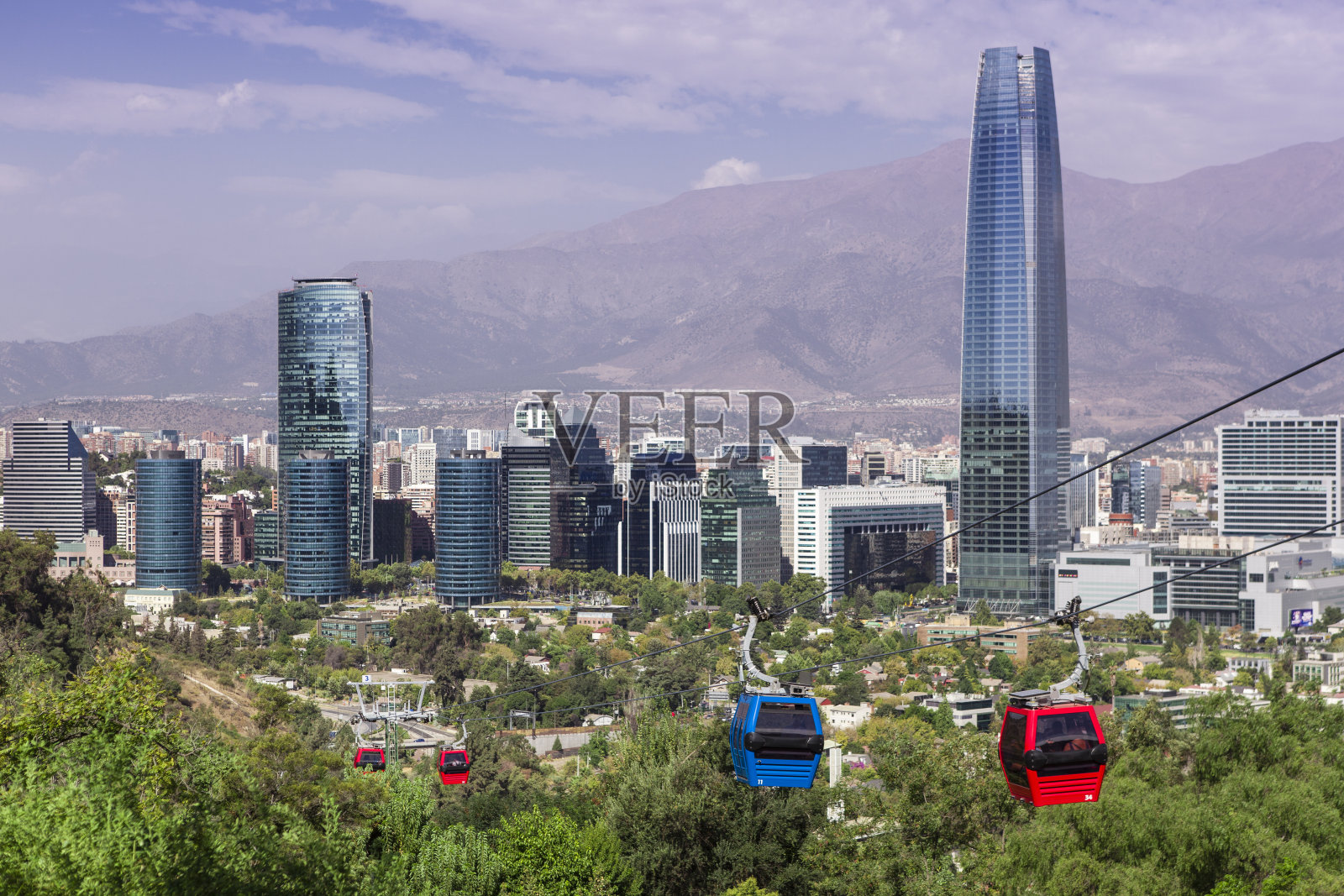 智利圣地亚哥的缆车照片摄影图片