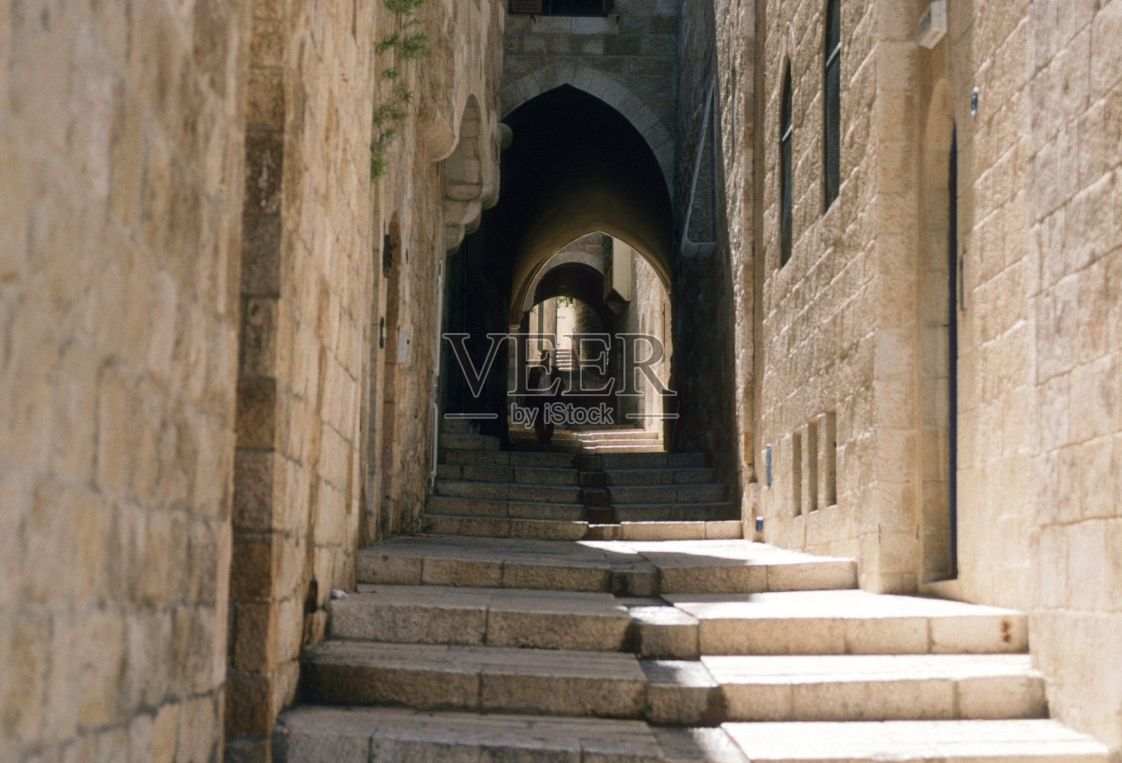 耶路撒冷老城的楼梯照片摄影图片