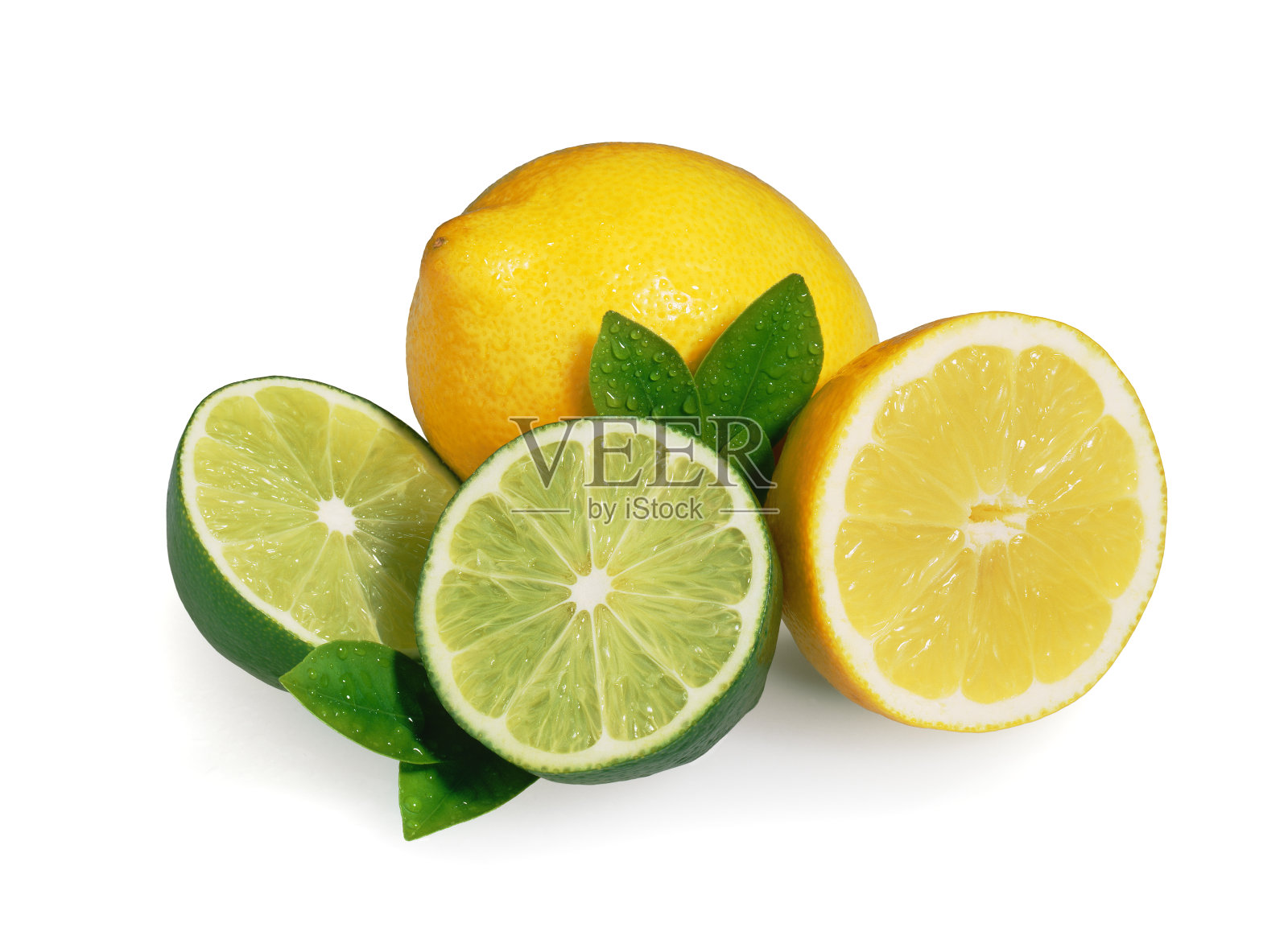 柠檬酸橙+叶子照片摄影图片