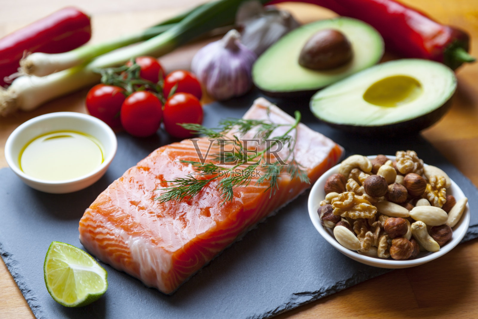 富含健康Omega-3脂肪的食物照片摄影图片