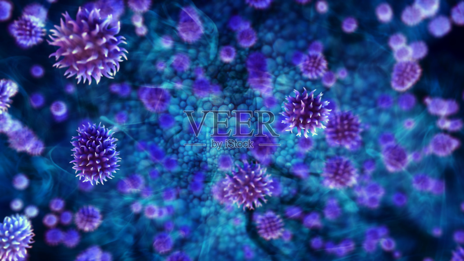 病毒感染的紫色照片摄影图片