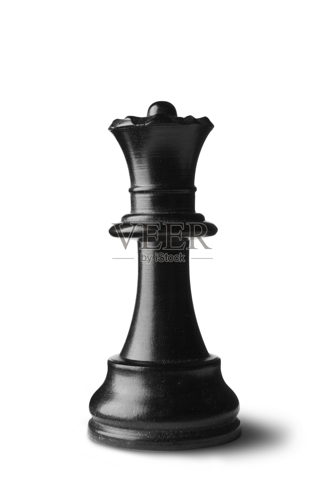 国际象棋:皇后(黑)孤立在白底上照片摄影图片