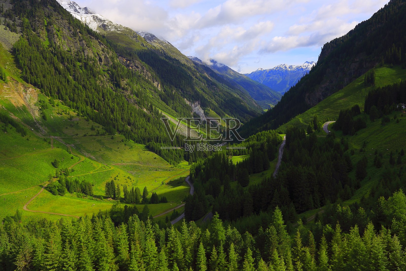 奥地利泰洛高山景观，因斯布鲁克，Hohe Tauern, Kaunertal山路照片摄影图片