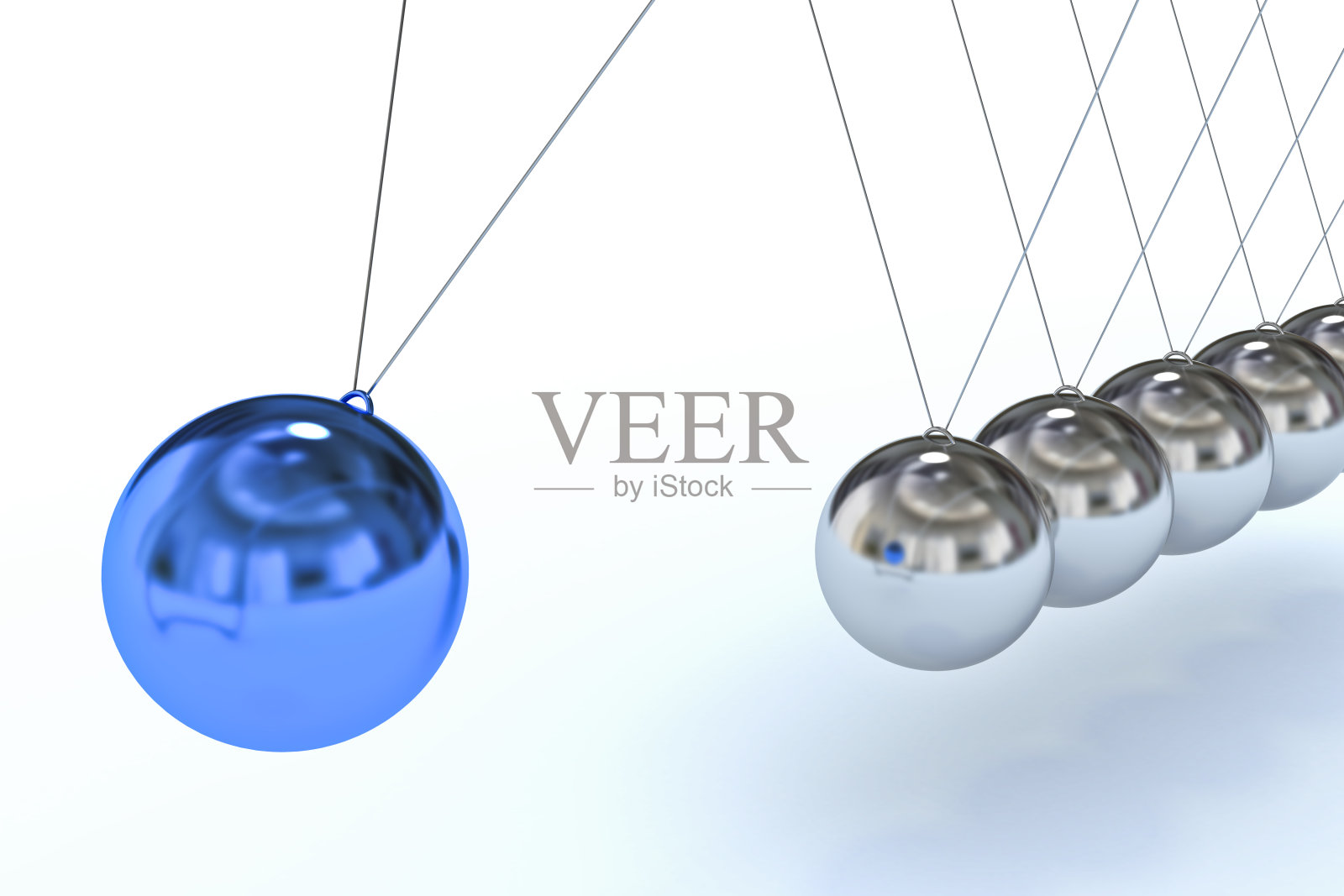 蓝色球体的牛顿摇篮，个性概念(XXXL)照片摄影图片