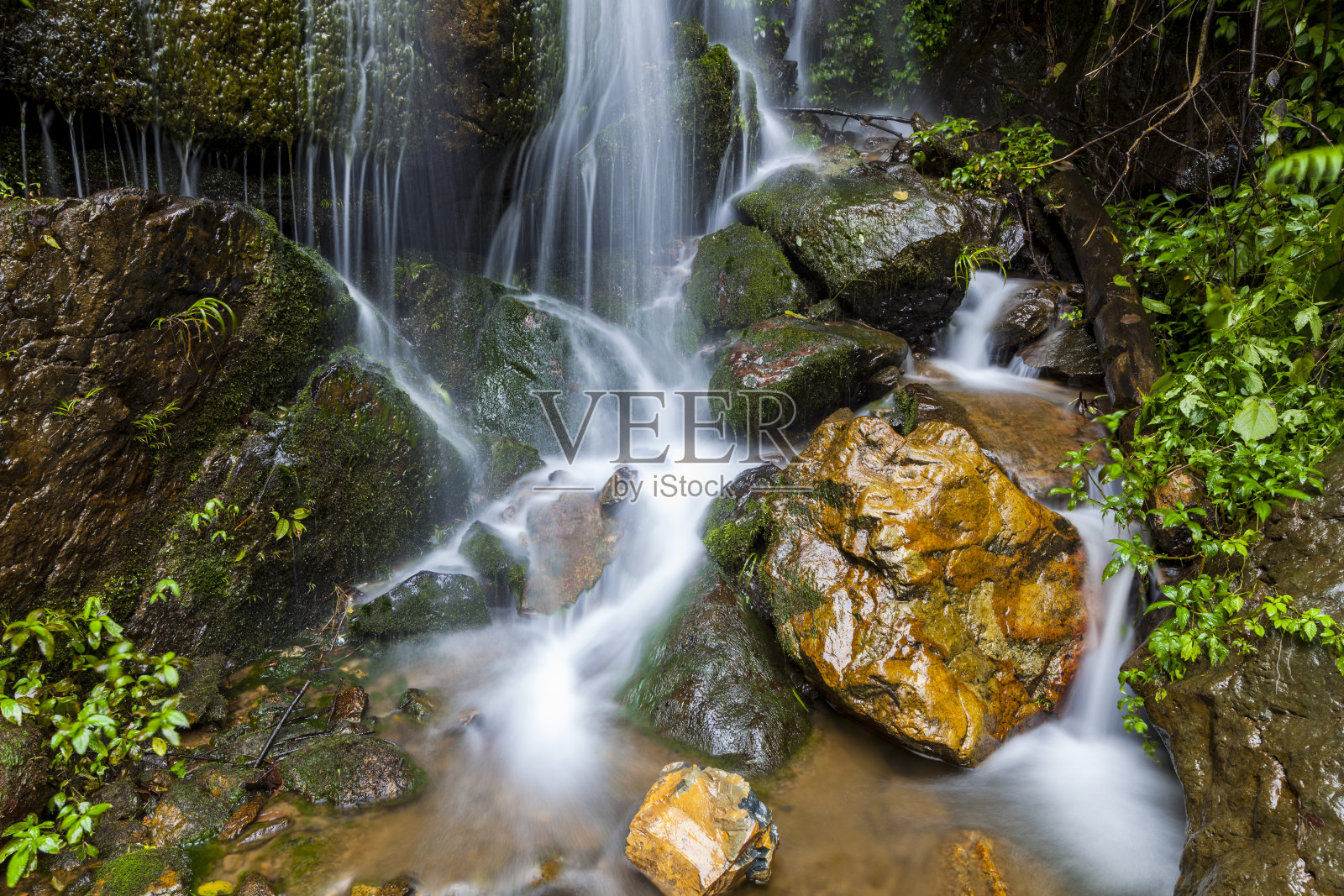 华坪自然保护区的瀑布照片摄影图片