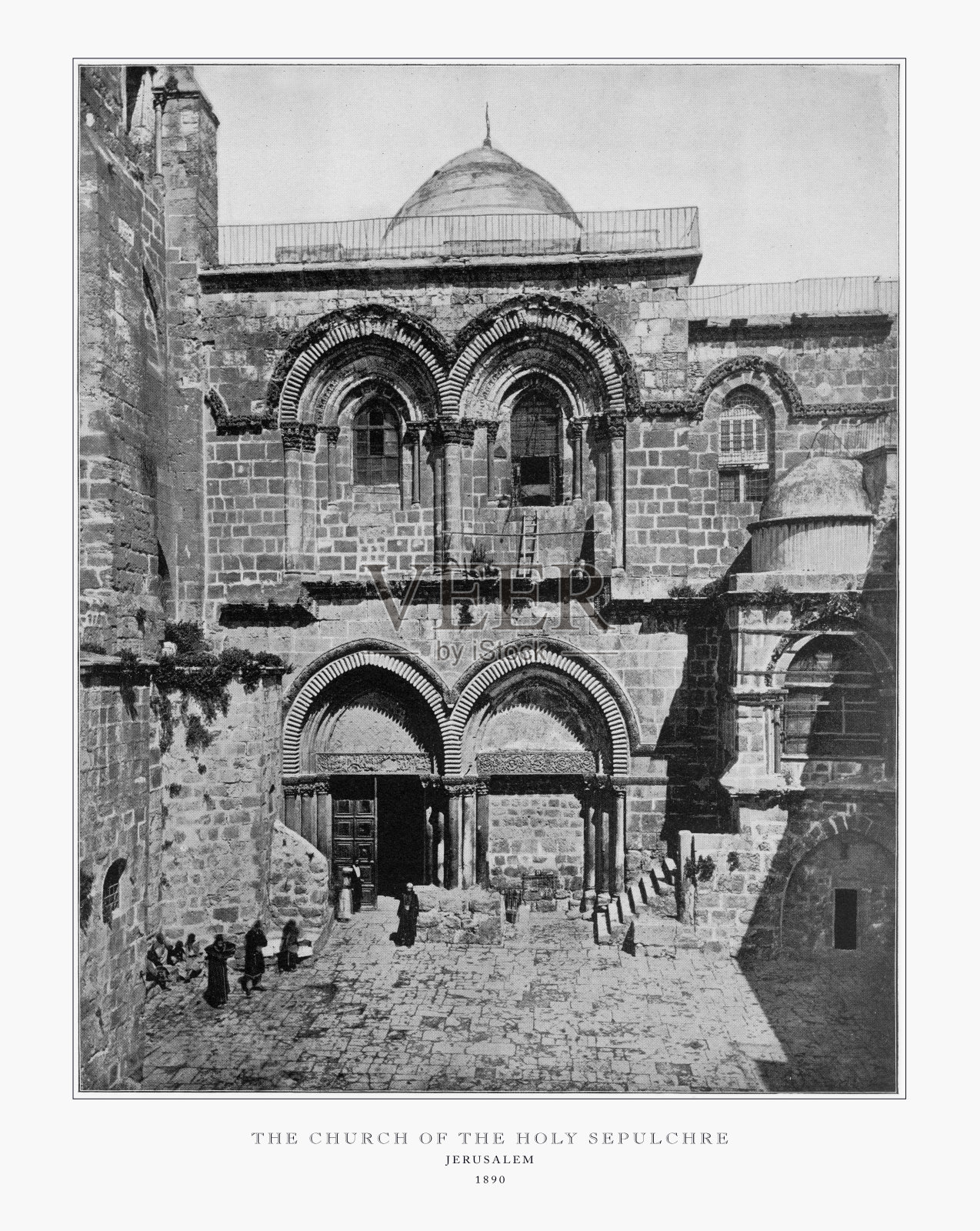 圣墓教堂，耶路撒冷，古巴勒斯坦照片，1893照片摄影图片