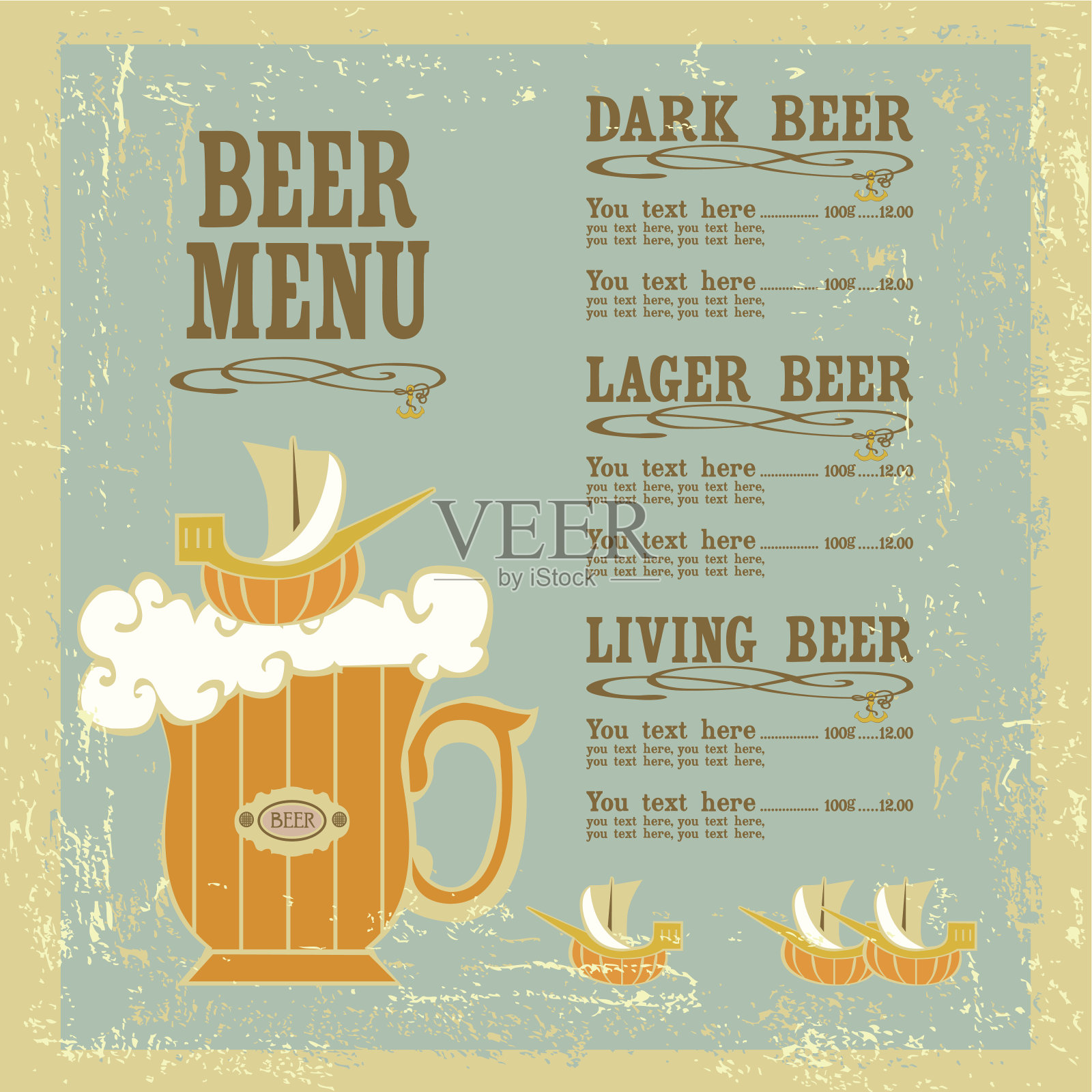 啤酒菜单。设计模板素材