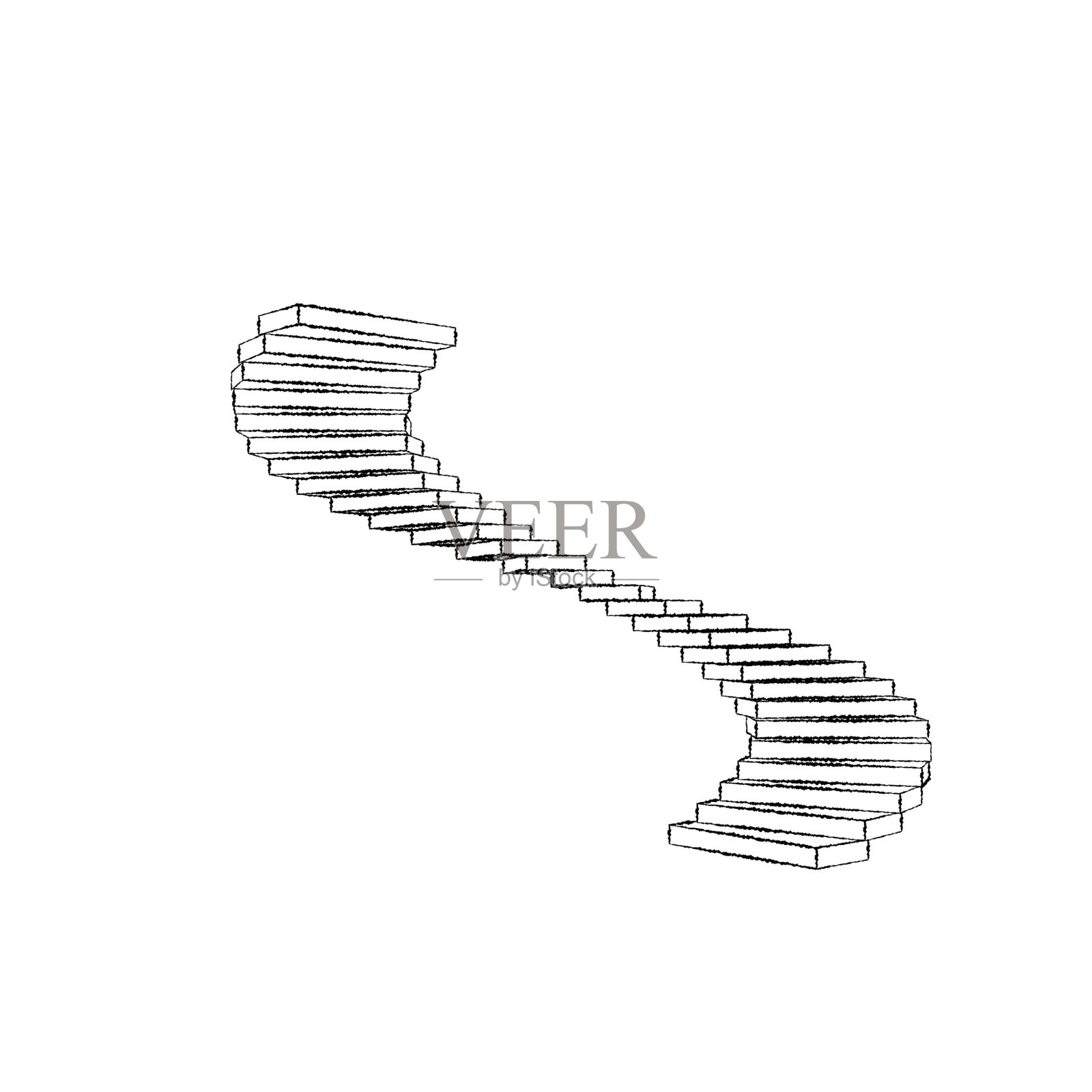 螺旋楼梯。孤立在白色背景上。示意图说明。设计元素图片