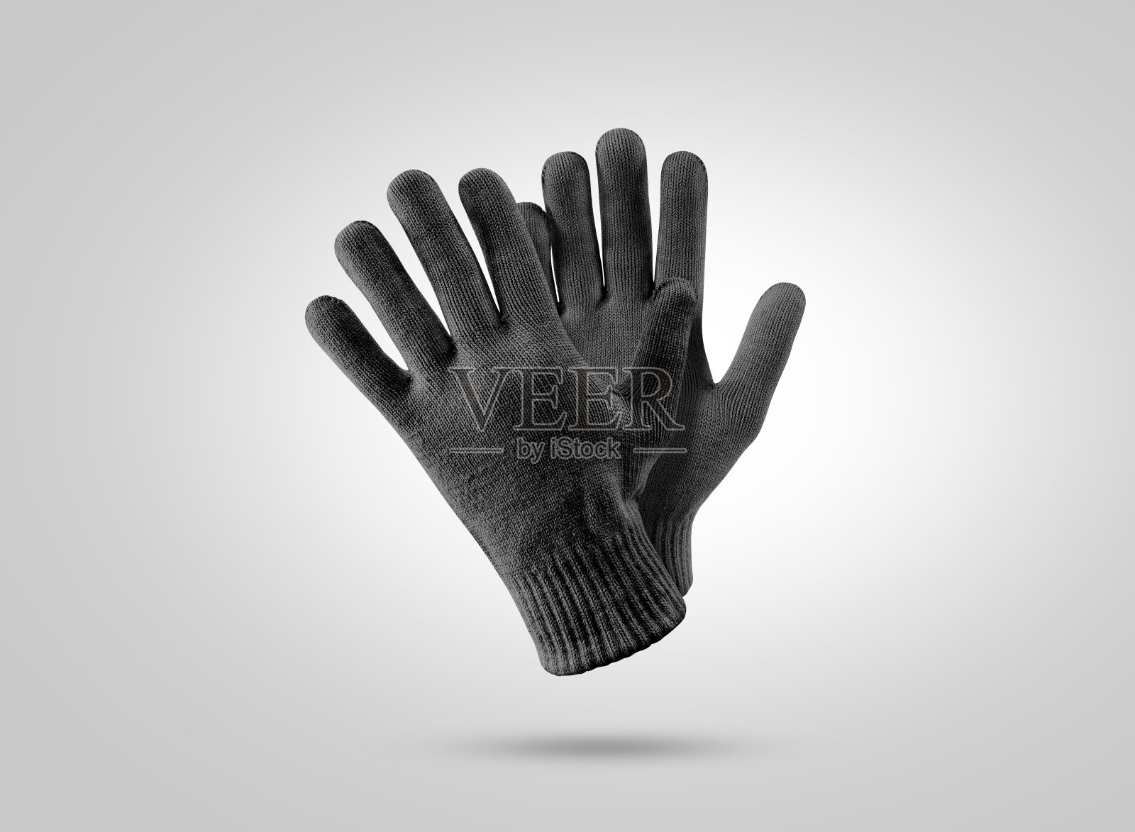 空白黑色针织冬季手套模型照片摄影图片
