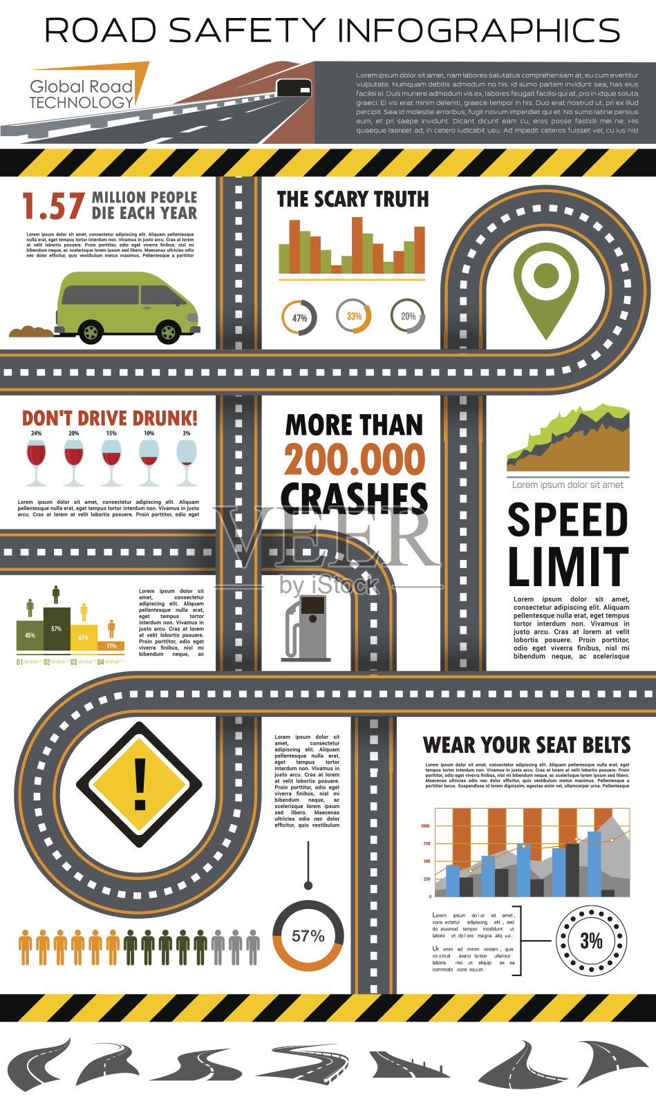 道路交通安全信息图设计插画图片素材