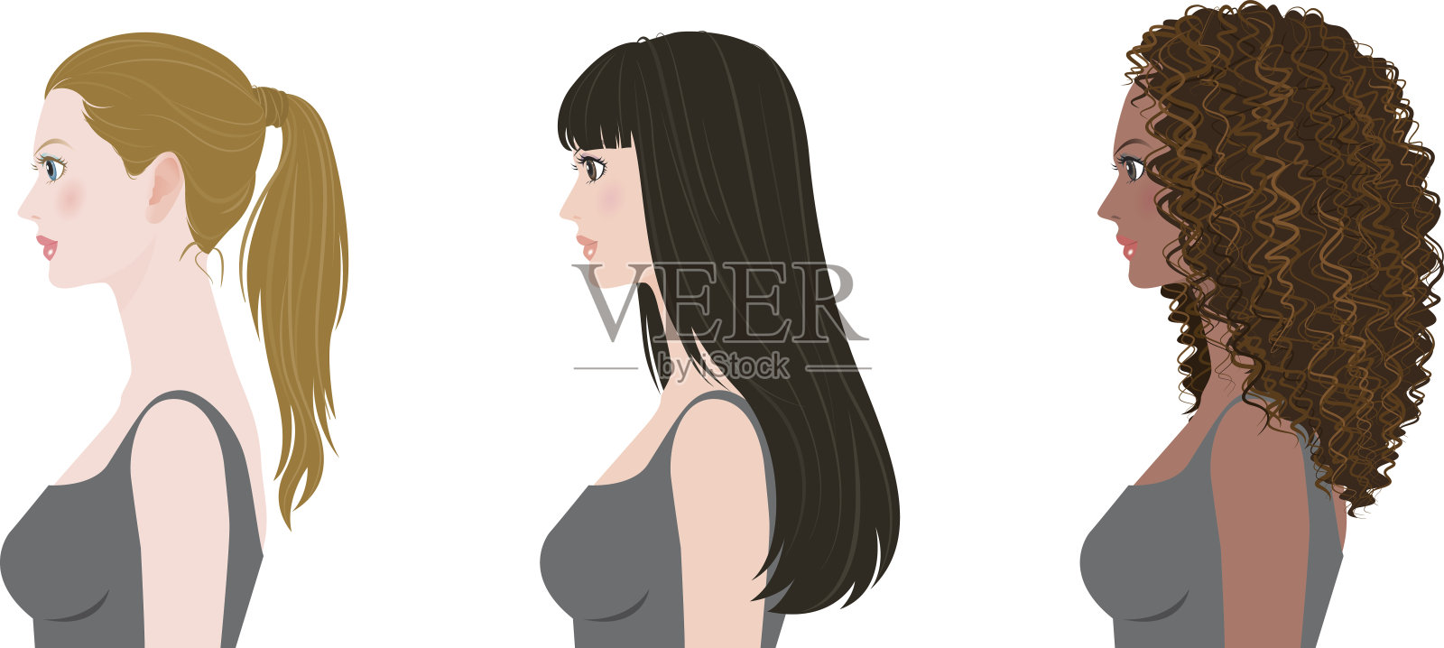 女人的发型插画图片素材