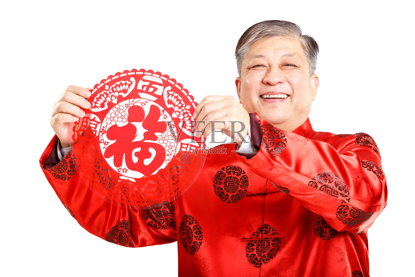 中国老人用普通话的肖像手势照片摄影图片
